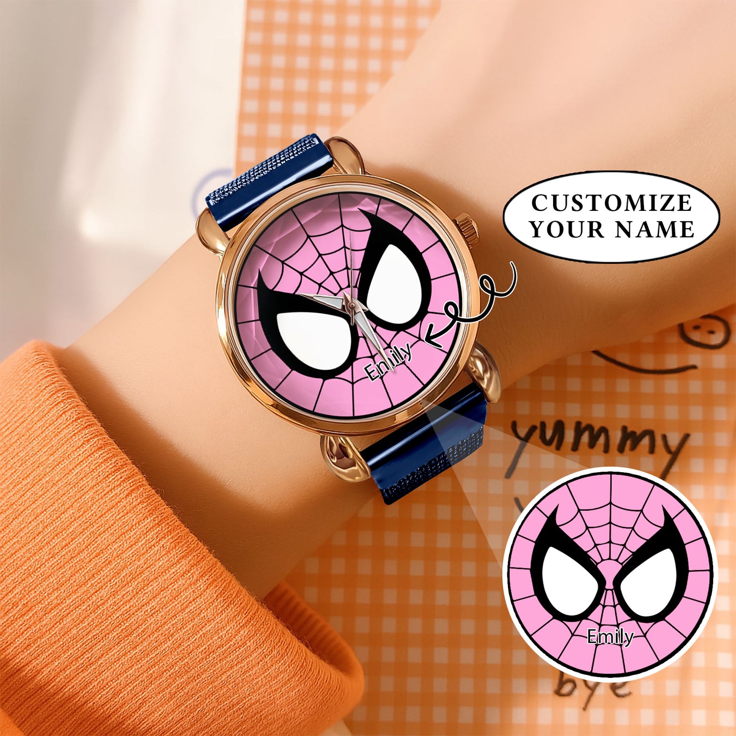 Custom Spider Matching Couple Watches – Personalized Name Edition