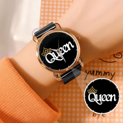 King & Queen Couple Watch Set – Matching Crown Watches for Couples – Romantic Gift for Valentine & Anniversary