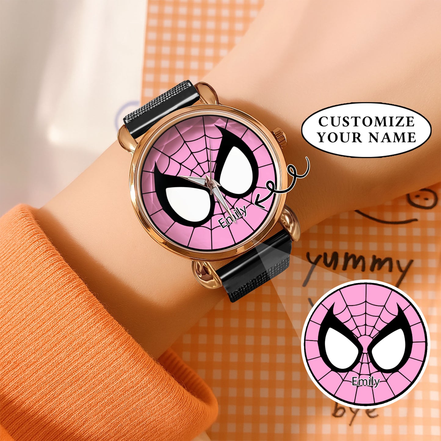 Custom Spider Matching Couple Watches – Personalized Name Edition