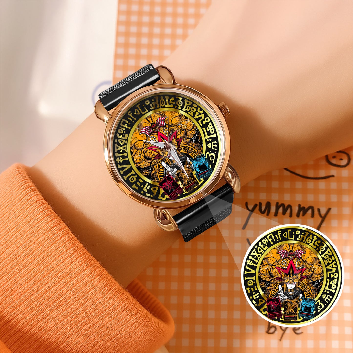 YGO Mystic Duel Anime Watch Dial – Black Alloy Case, Limited Art Design
