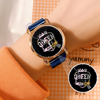 King & Queen Couple Watch Set – “Her Buck & His Doe” Matching Crown Watches – Romantic Gift for Couples