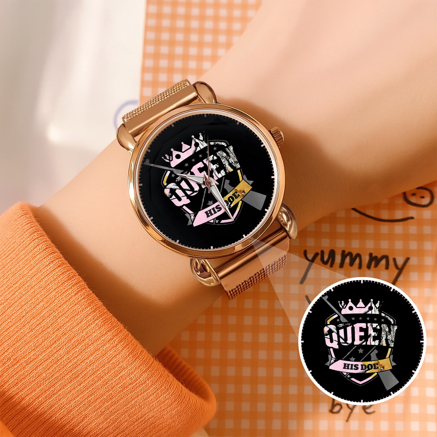 King & Queen Couple Watch Set – “Her Buck & His Doe” Matching Crown Watches – Romantic Gift for Couples