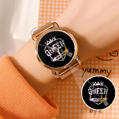 King & Queen Couple Watch Set – “Her Buck & His Doe” Matching Crown Watches – Romantic Gift for Couples