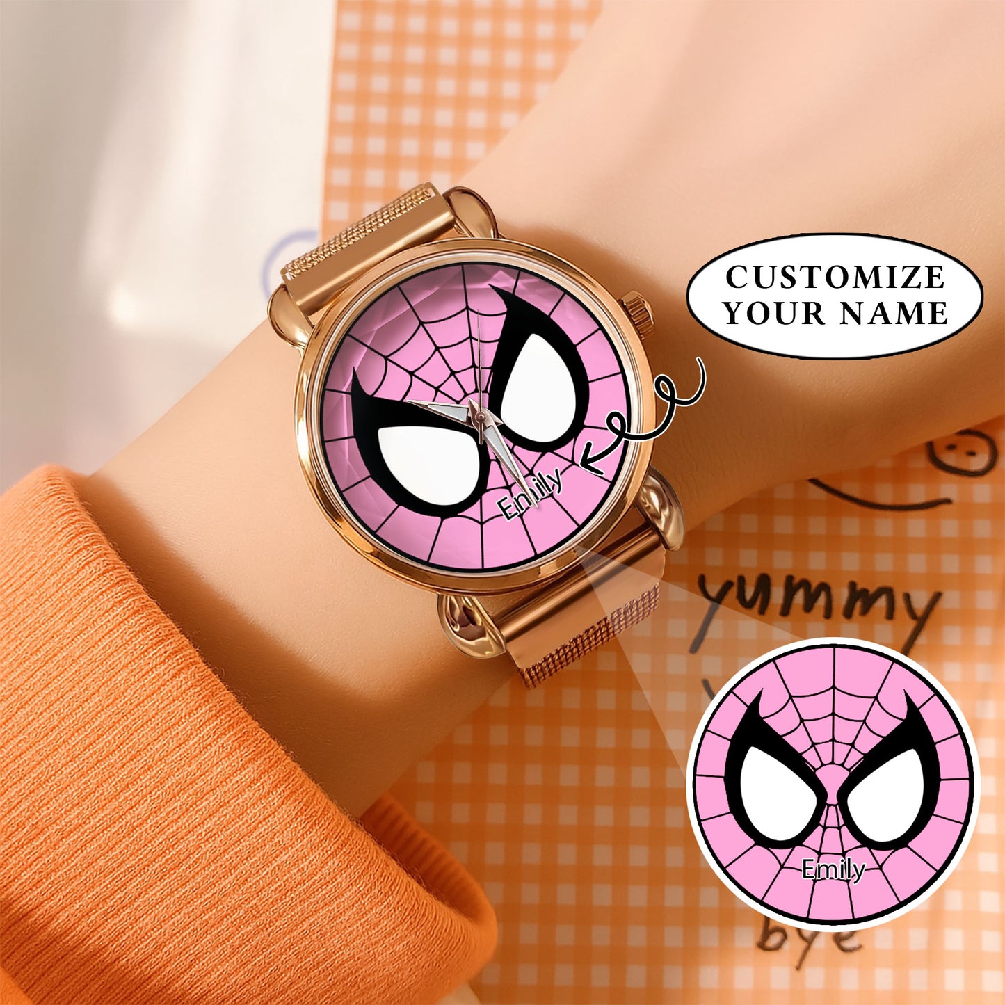Custom Spider Matching Couple Watches – Personalized Name Edition