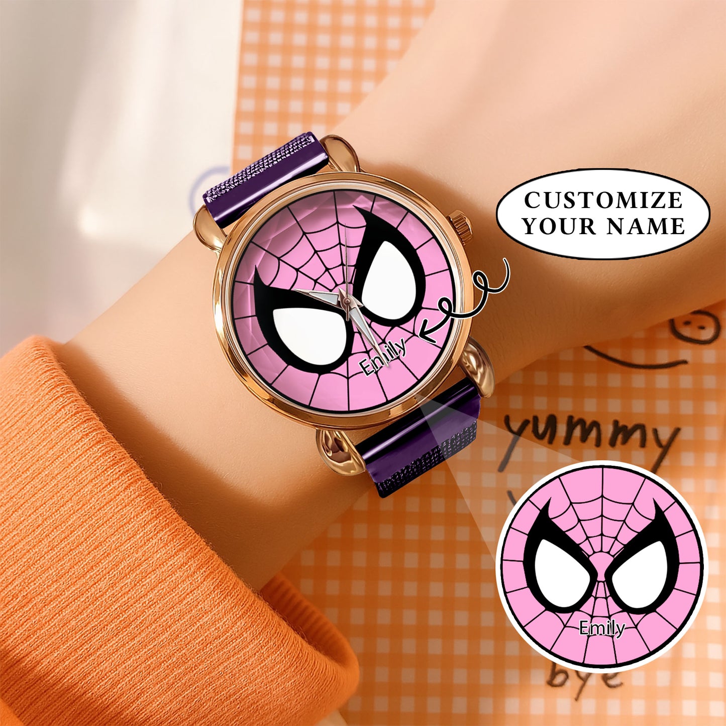 Custom Spider Matching Couple Watches – Personalized Name Edition