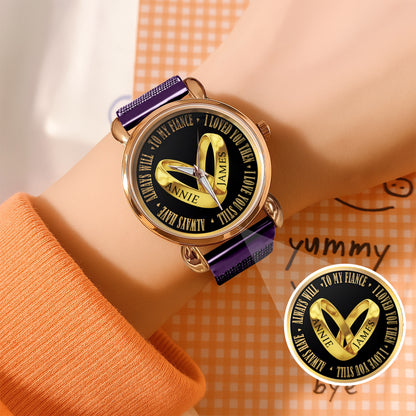 Custom Name Couple Watch – Personalized His & Hers Watch Set – Romantic Gift for Valentine’s Day, Anniversary & Birthday