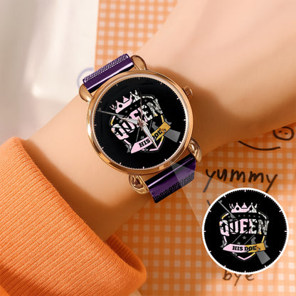 King & Queen Couple Watch Set – “Her Buck & His Doe” Matching Crown Watches – Romantic Gift for Couples