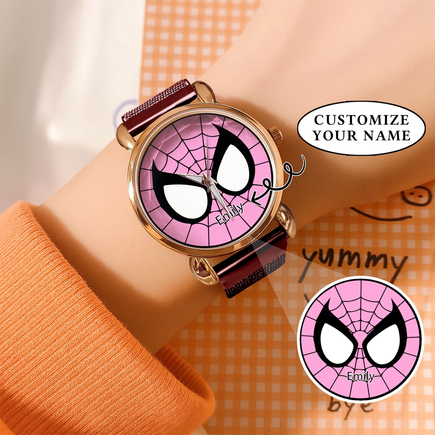 Custom Spider Matching Couple Watches – Personalized Name Edition
