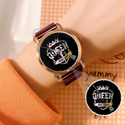 King & Queen Couple Watch Set – “Her Buck & His Doe” Matching Crown Watches – Romantic Gift for Couples