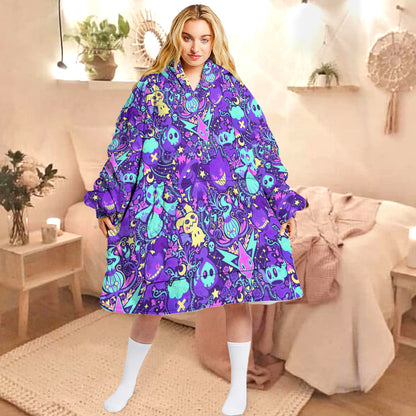 Anime PKM Ghost Seamless Pattern Custom Blanket Hoodie