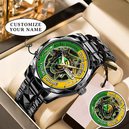 Mighty Morphin Power Rangers Green-White Ranger Tommy Oliver Custom Name Watch