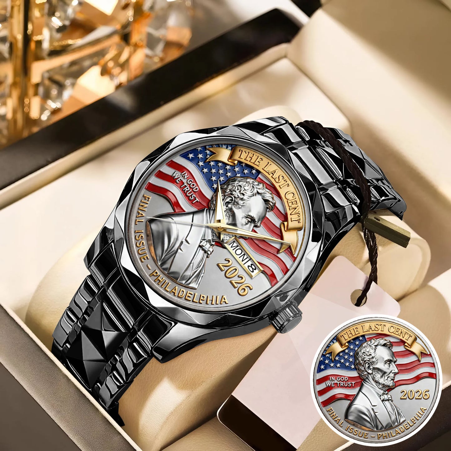 Abraham Lincoln Coin In God We Trust Custom Watch
