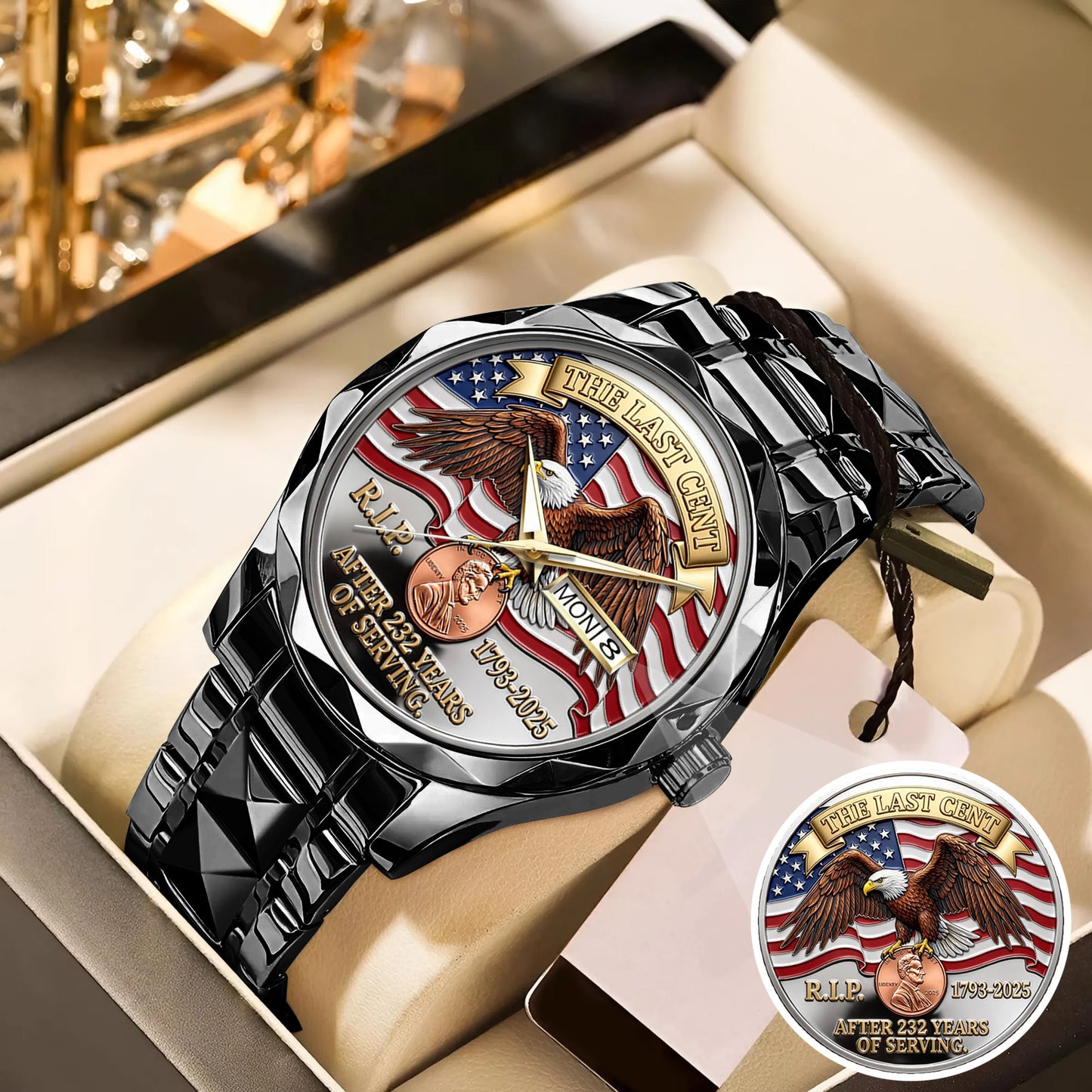 The Last Cent America Eagle Flag Lincoln Custom Watch