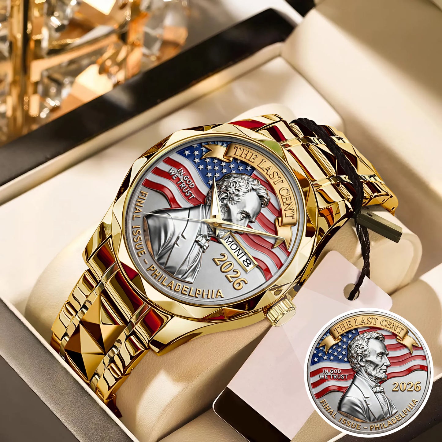 Abraham Lincoln Coin In God We Trust Custom Watch
