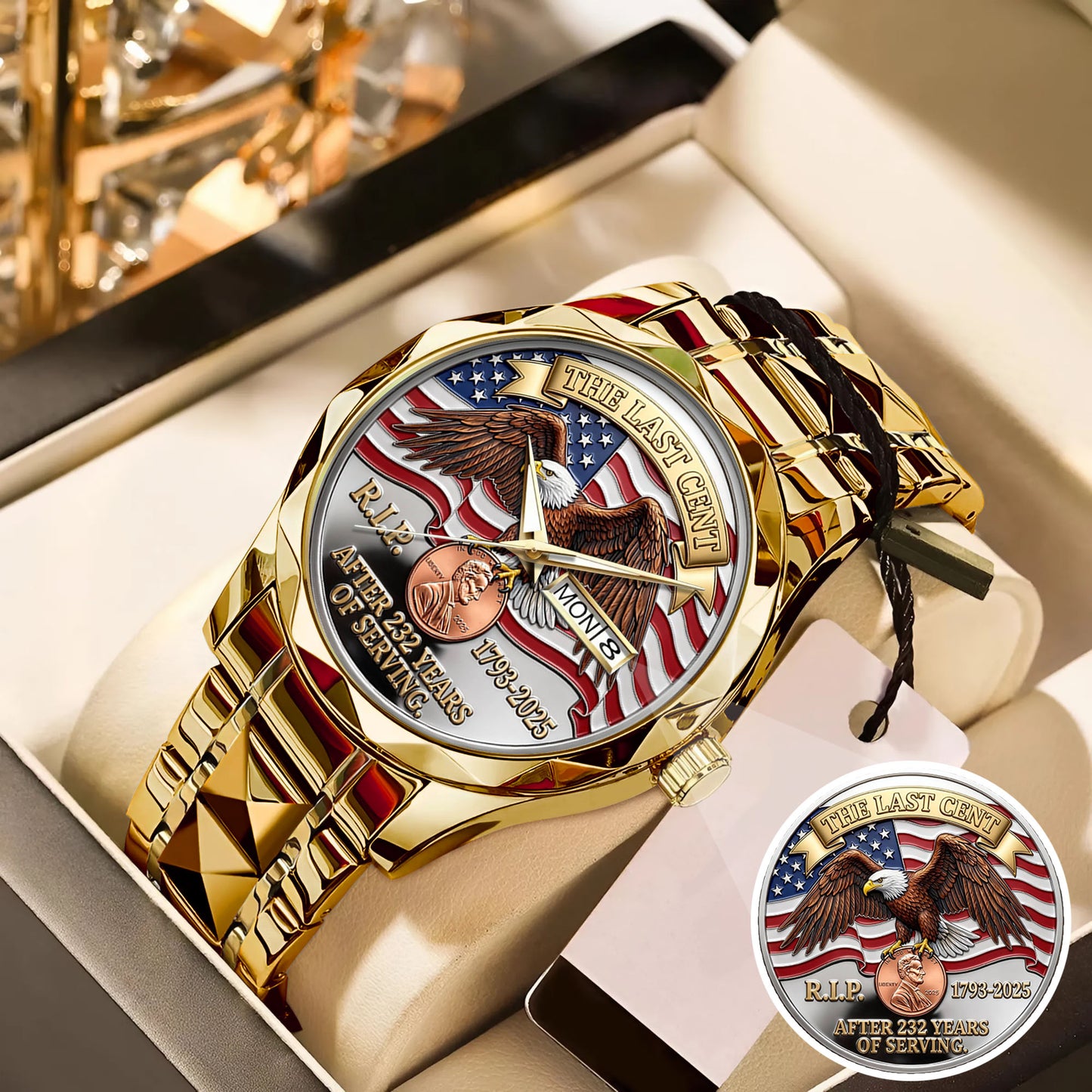 The Last Cent America Eagle Flag Lincoln Custom Watch