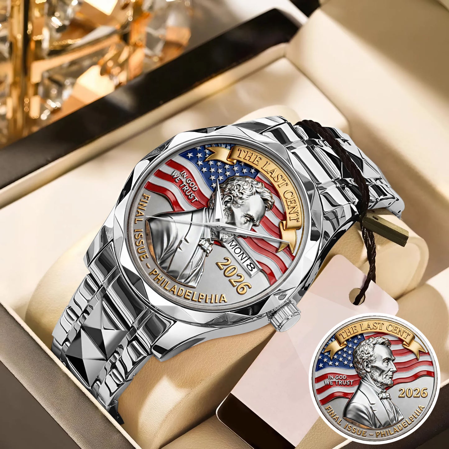 Abraham Lincoln Coin In God We Trust Custom Watch