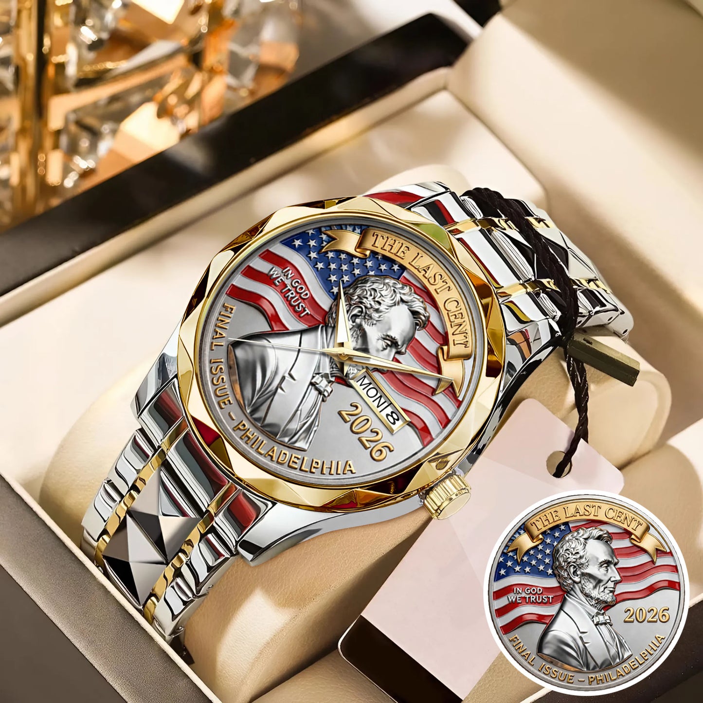 Abraham Lincoln Coin In God We Trust Custom Watch