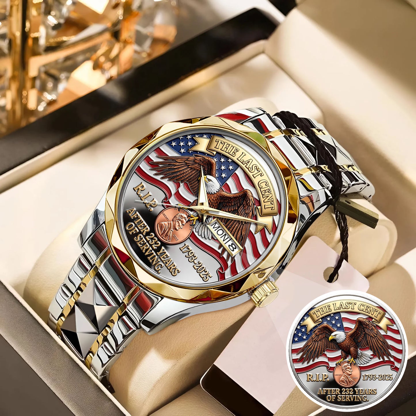 The Last Cent America Eagle Flag Lincoln Custom Watch