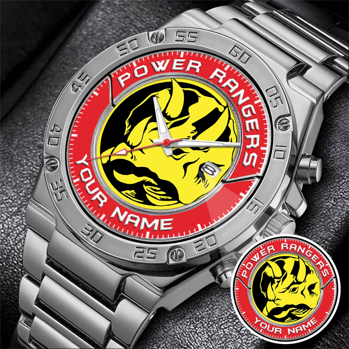 Mighty Morphin Power Rangers Triceratops Custom Name Watch