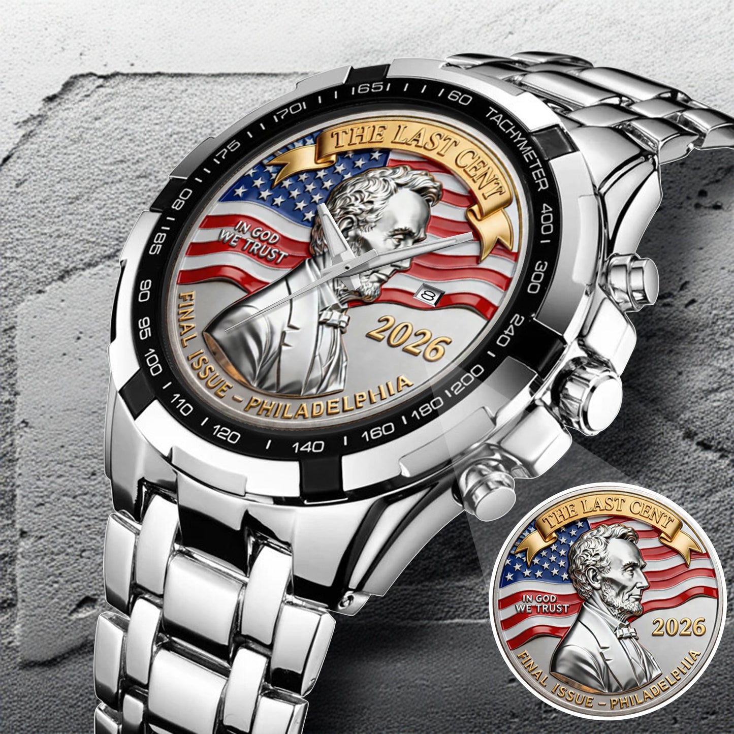 Abraham Lincoln Coin In God We Trust Custom Watch
