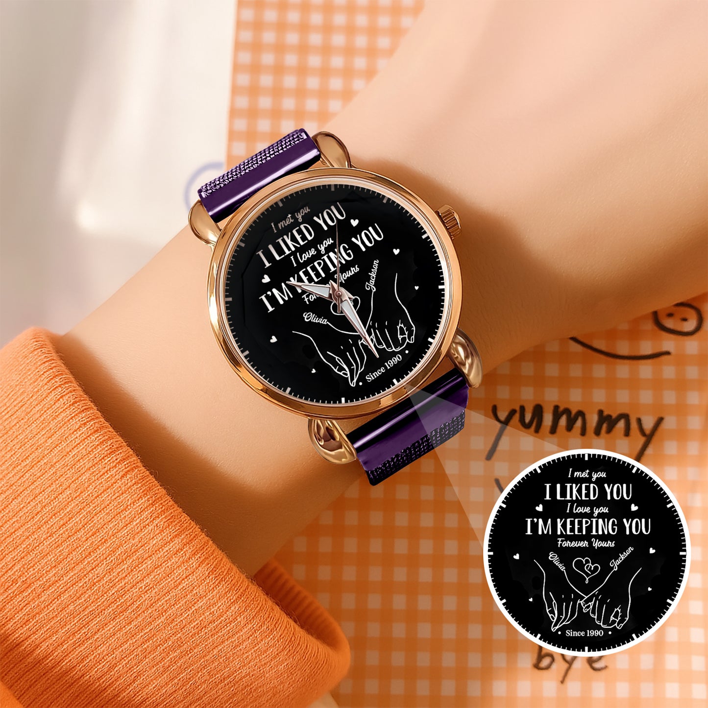 Personalized Couple Watch Set – Custom Names & Year – “I Liked You, I’m Keeping You” Romantic Gift for Couples