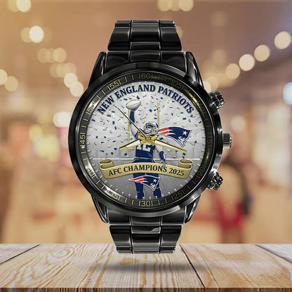 New England Patriots AFC Champions 2026 Stainless Steel Watch