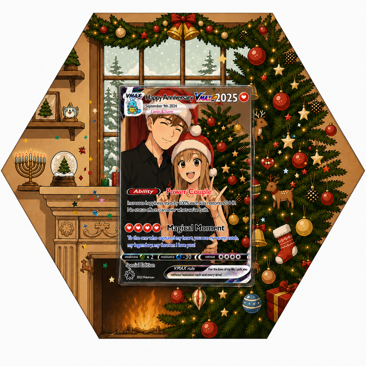 Personalized Pokémon-Inspired Couple Photo Card - Anniversary Edition