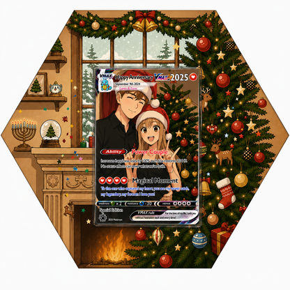 Personalized Pokémon-Inspired Couple Photo Card - Anniversary Edition