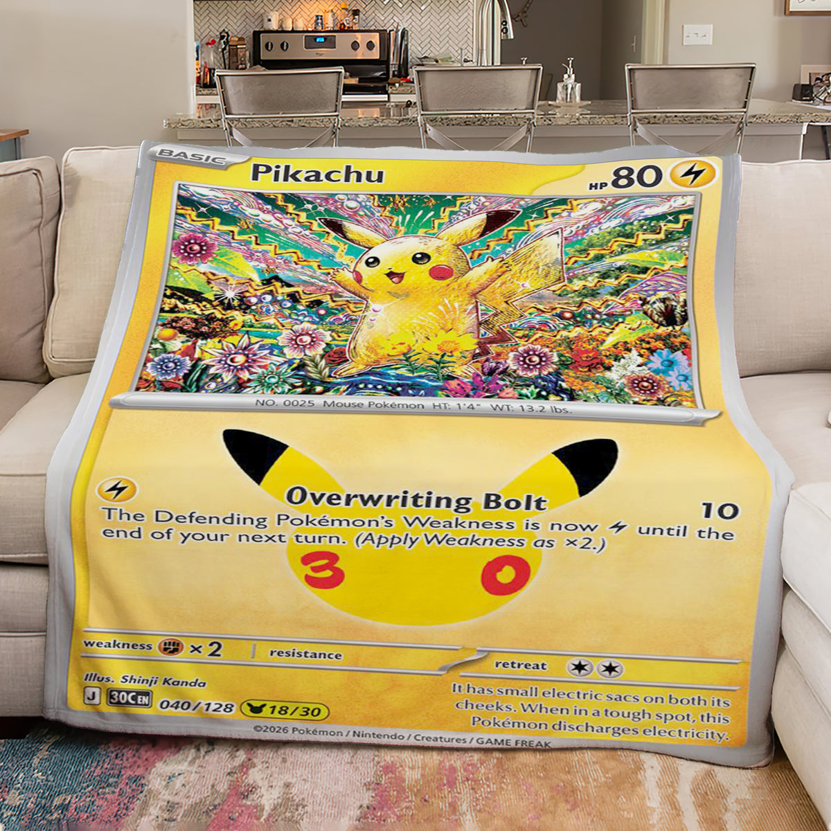 PKM Pikachu 30th Celebration Fleece Blanket