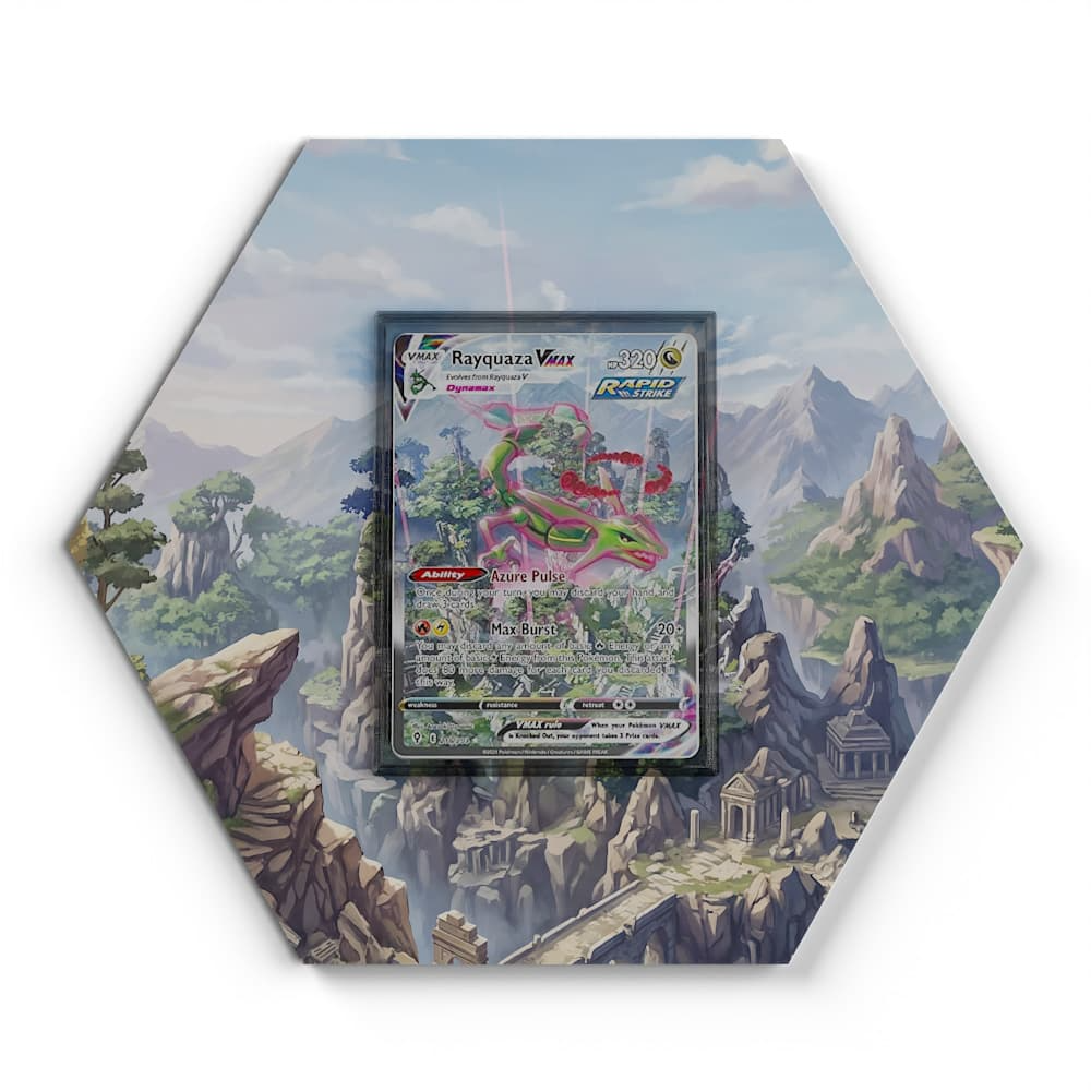218/203 Rayquaza VMAX Pokémon Card Artwork Hexagon Display
