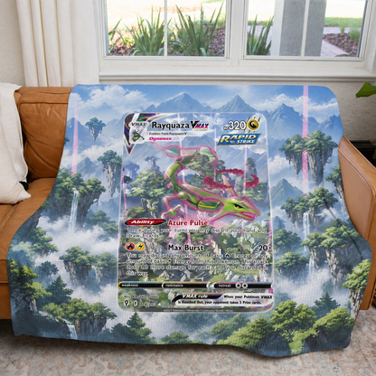 Rayquaza Vmax PKM Extended Artwork Pokemon Fleece Blanket