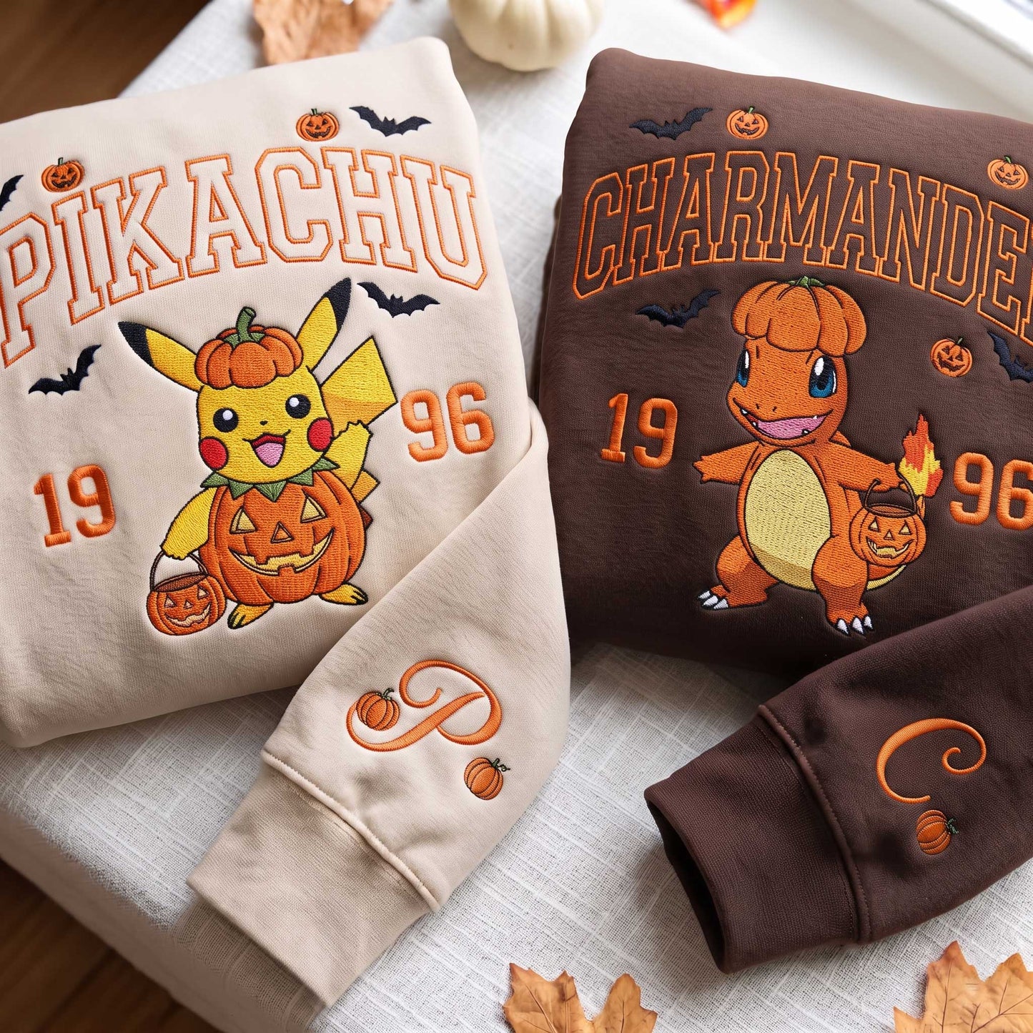 Embroidered Custom PKM Halloween Sweatshirt, Trick or Treat Crewneck