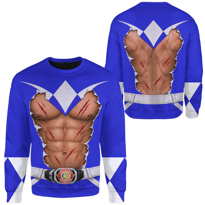 Mighty Morphin Power Rangers Blue Ranger Six-Pack Abs T-Shirt Sweatshirt Hoodie Sweatpants