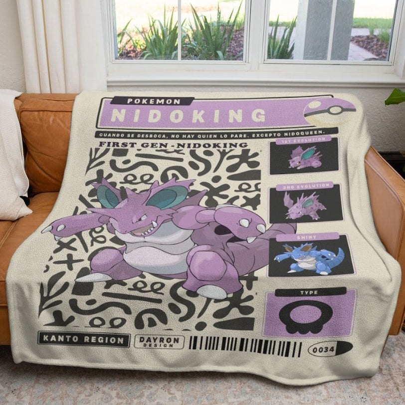Anime PKM Nidoking Blanket Holiday Gift