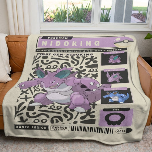 Anime PKM Nidoking Blanket Holiday Gift