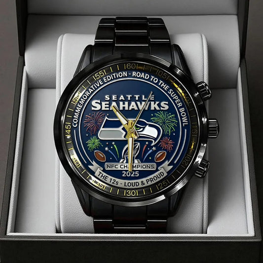 Seattle Seahawks Champions We Are 12 Loud and Proud Stainless Steel Watch
