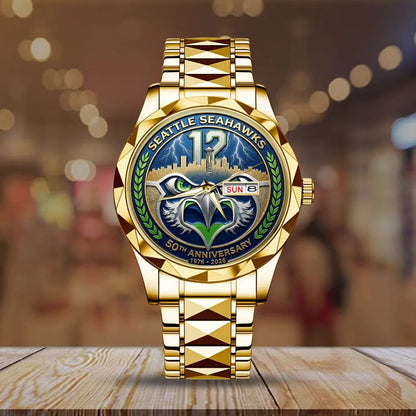 Seattle Seahawks 50th Anniversary Stainless Steel Watch