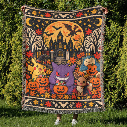 Halloween PKM Spooky Season Custom Woven Blanket