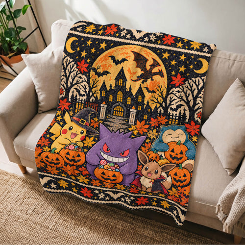 Halloween PKM Spooky Season Custom Fleece Blanket