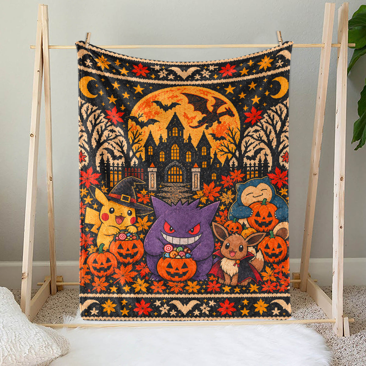 Halloween PKM Spooky Season Custom Fleece Blanket