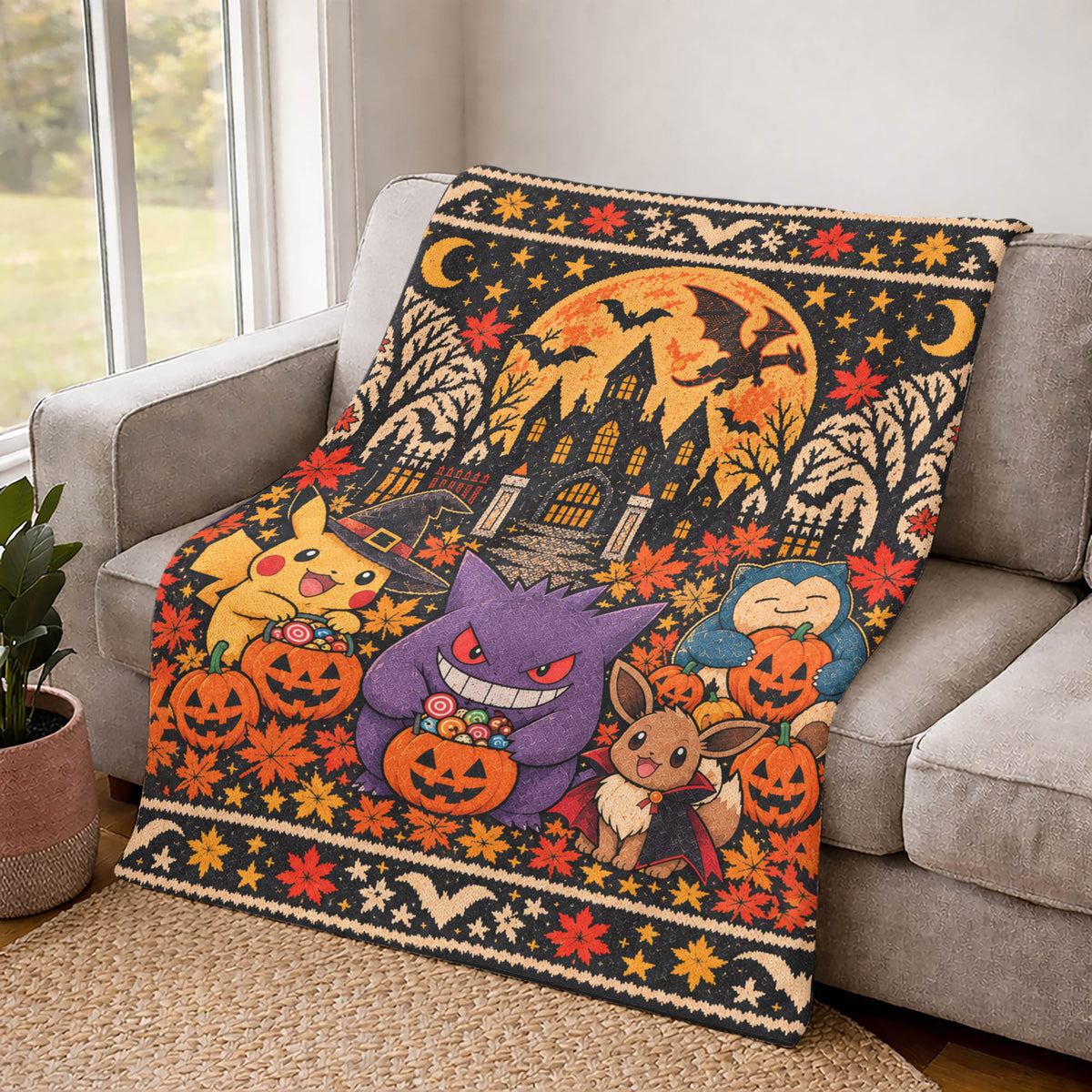 Halloween PKM Spooky Season Custom Fleece Blanket