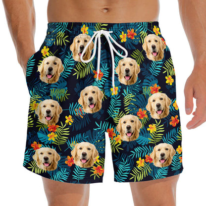 Custom Photo Summer Is For Falling In Love - Dog & Cat Personalized Custom Tropical Hawaiian Aloha Men Beach Shorts