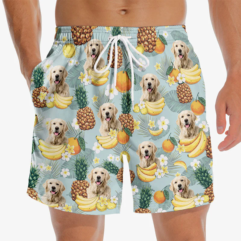 Custom Photo Sunrise Sunburn Sunset - Dog & Cat Personalized Custom Tropical Hawaiian Aloha Men Beach Shorts