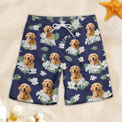 Custom Photo Wild And Free Just Like The Sea - Dog & Cat Personalized Custom Tropical Hawaiian Aloha Men Beach Shorts