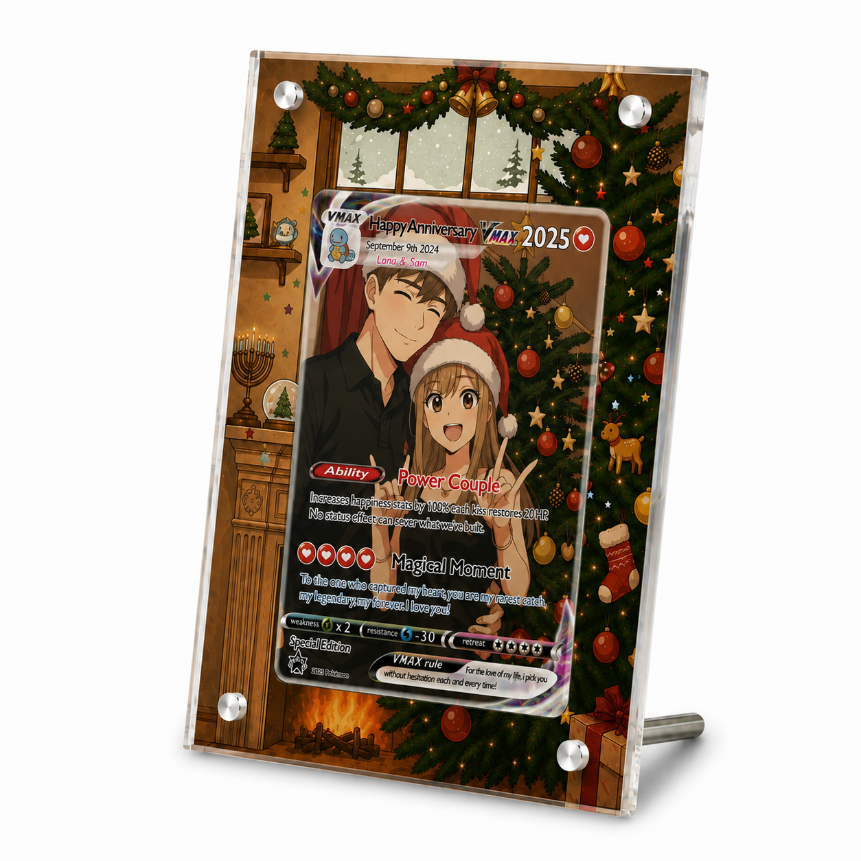 Personalized Pokémon-Inspired Couple Photo Card - Anniversary Edition