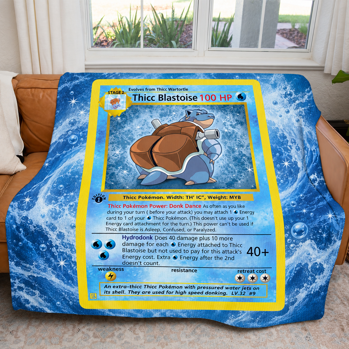 Thicc Blastoise PKM Extended Artwork Pokemon Fleece Blanket