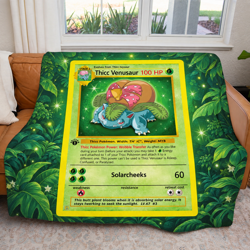 Thicc Venusaur PKM Extended Artwork Pokemon Fleece Blanket