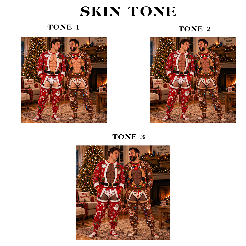 Christmas Funny Santa Claus & Deer Sweatshirt And Sweatpants Set