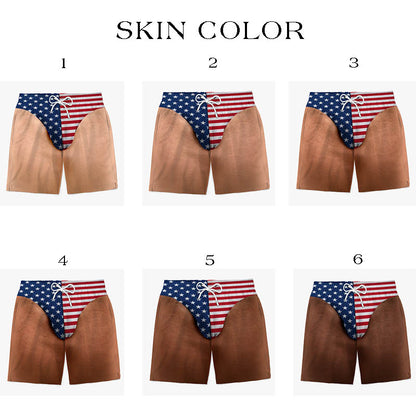 Custom Funny Patriotic Men Swim Trunks - Personalized Summer Vacation And Travel Gifts For Men - Freedom And Chill
