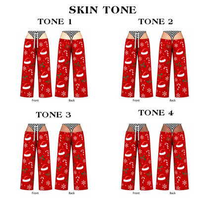 Christmas Funny Women's Wide Leg Straight Pants with Pockets